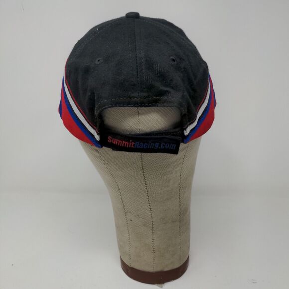 Summit Racing Equipment Strapback Hat Embroidered Logo Black Red Blue - Picture 7 of 10
